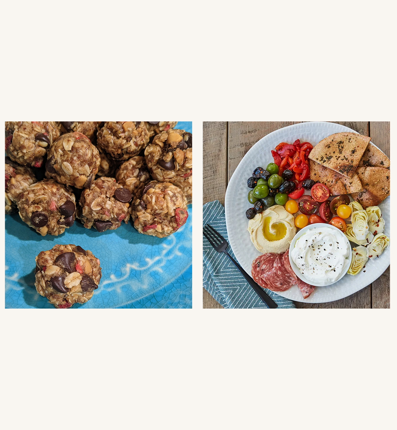 easy snacks to make at home: energy bites, mezze plates