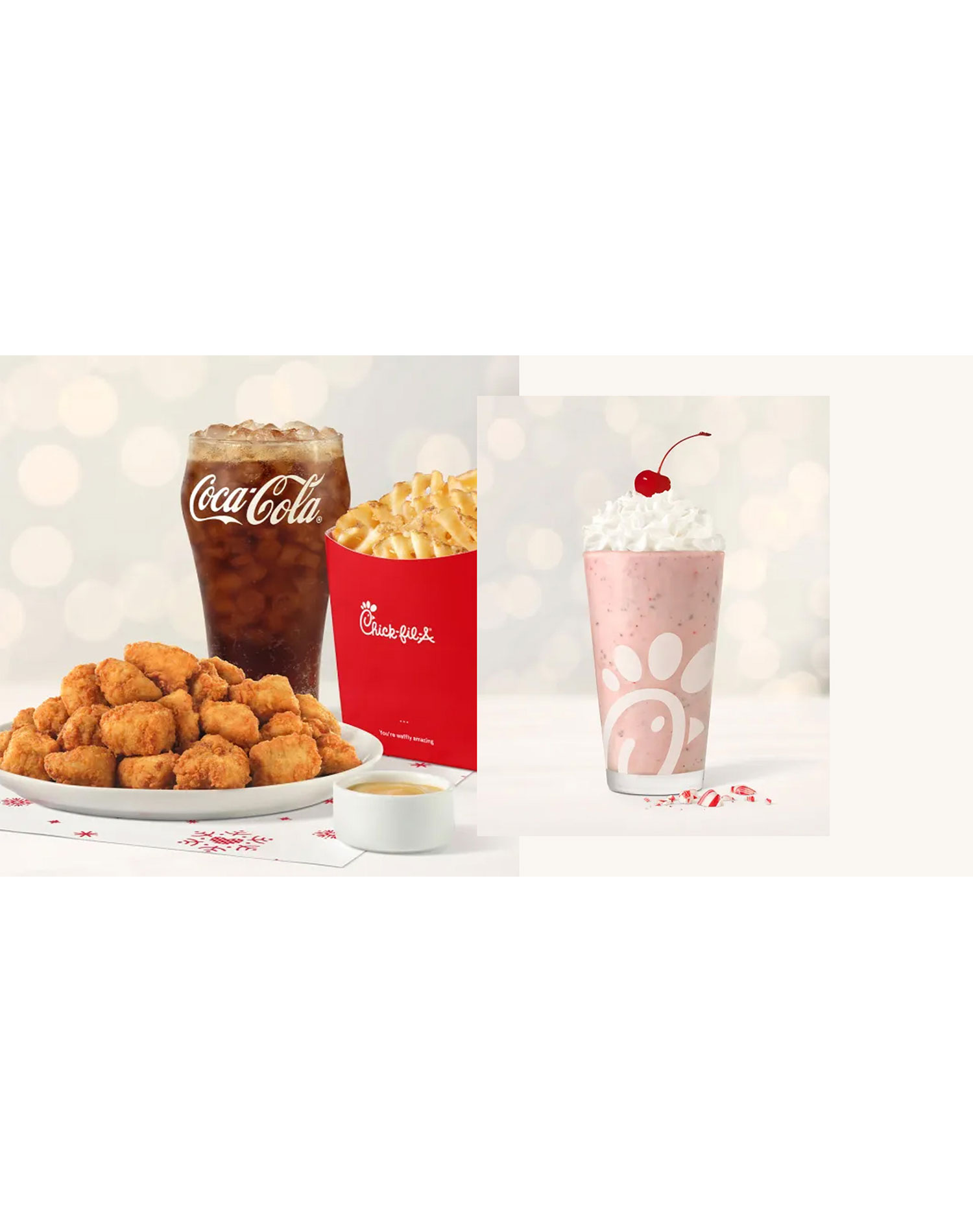 chick-fil-a holiday menu review: chick-fil-a nuggets and peppermint chip milkshake