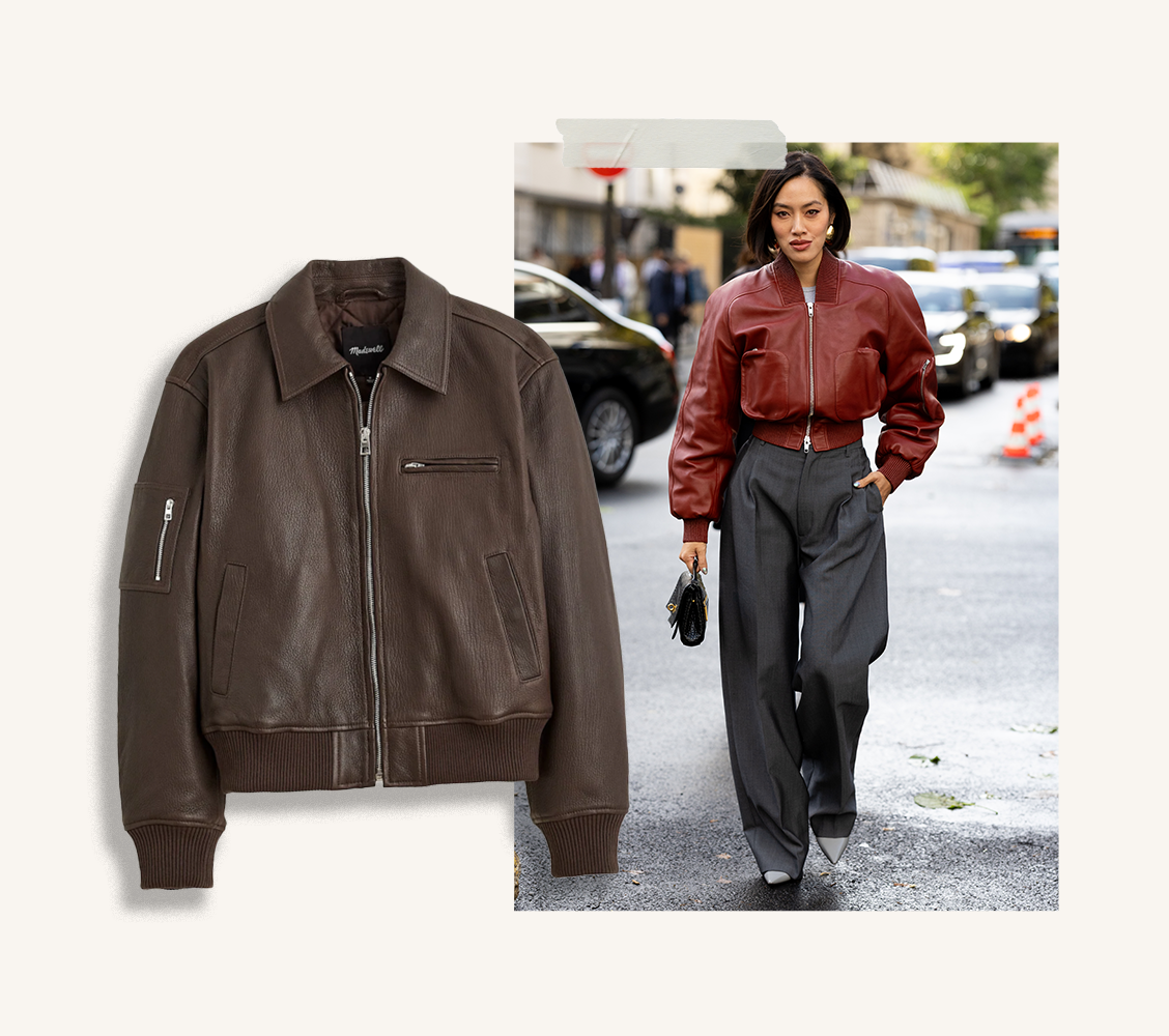 how to wear leather bomber jacket CAT