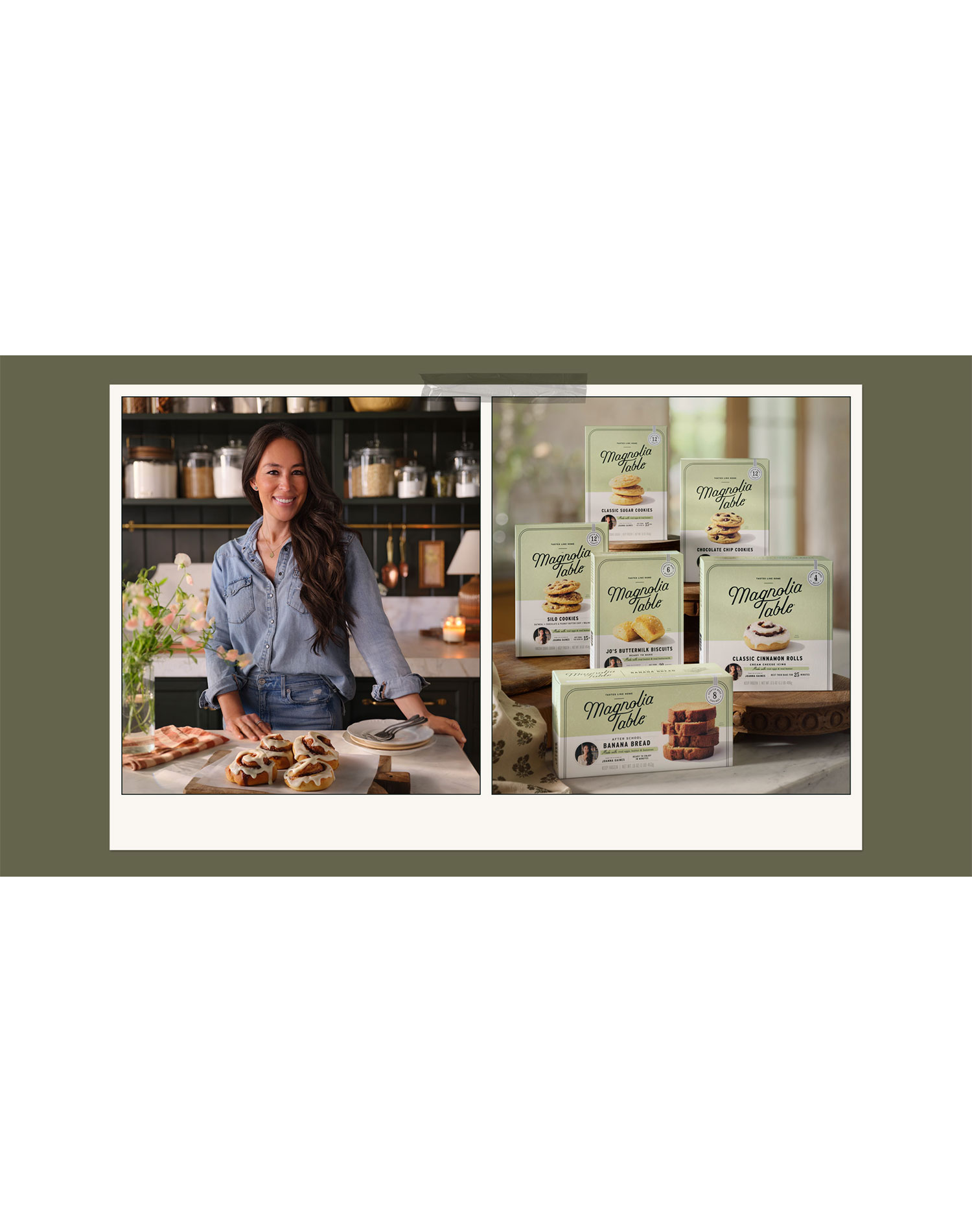 joanna gaines frozen desserts: joanna gaines and her frozen baked goods collection, side by side